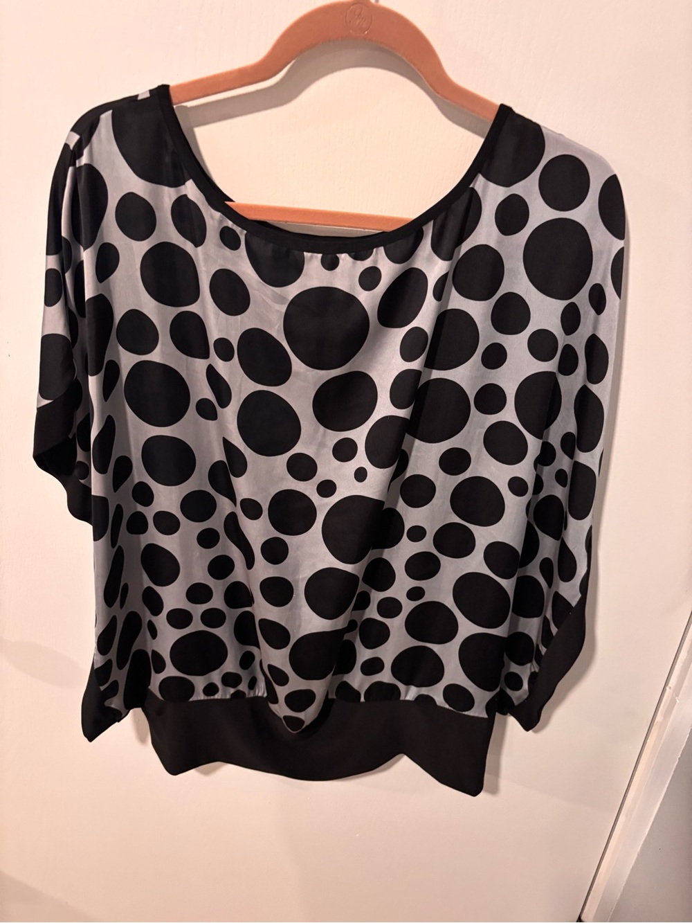 dressbarn Black Polka Dot Dolman Sleeve Blouse